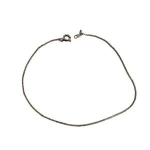 Silver Tone Chain Anklet Bracelet 9 Inch Thin‎ Shin